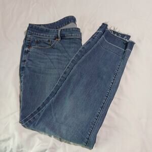 Loft Plus 20T Tall Skinny Medium Wash Raw Edge Ankle Jean